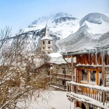 A snowy Mountain Village
