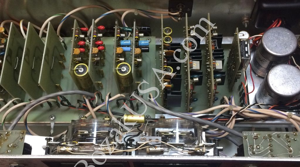 Insides of the 10-2 electronics. Mono cards were used to create stereo channels. The CMA 10-2D used