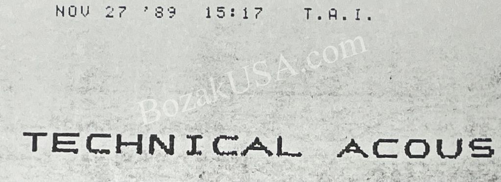 The Bozak move to Florida was completed months before this November 1989 bulletin appeared.