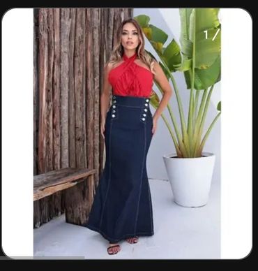 Saia jean Feminino