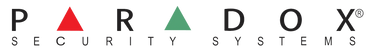 Logo of Paradox Security Systems with colored triangles.