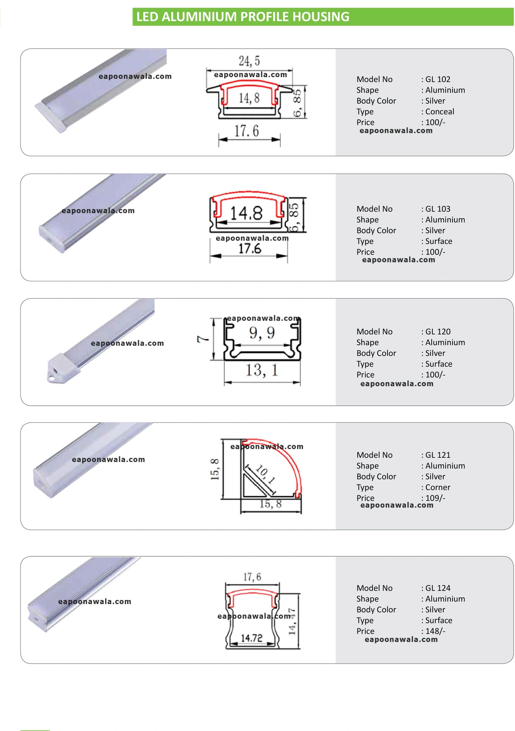Aluminum Profile Housing for LED by EA Poonawala