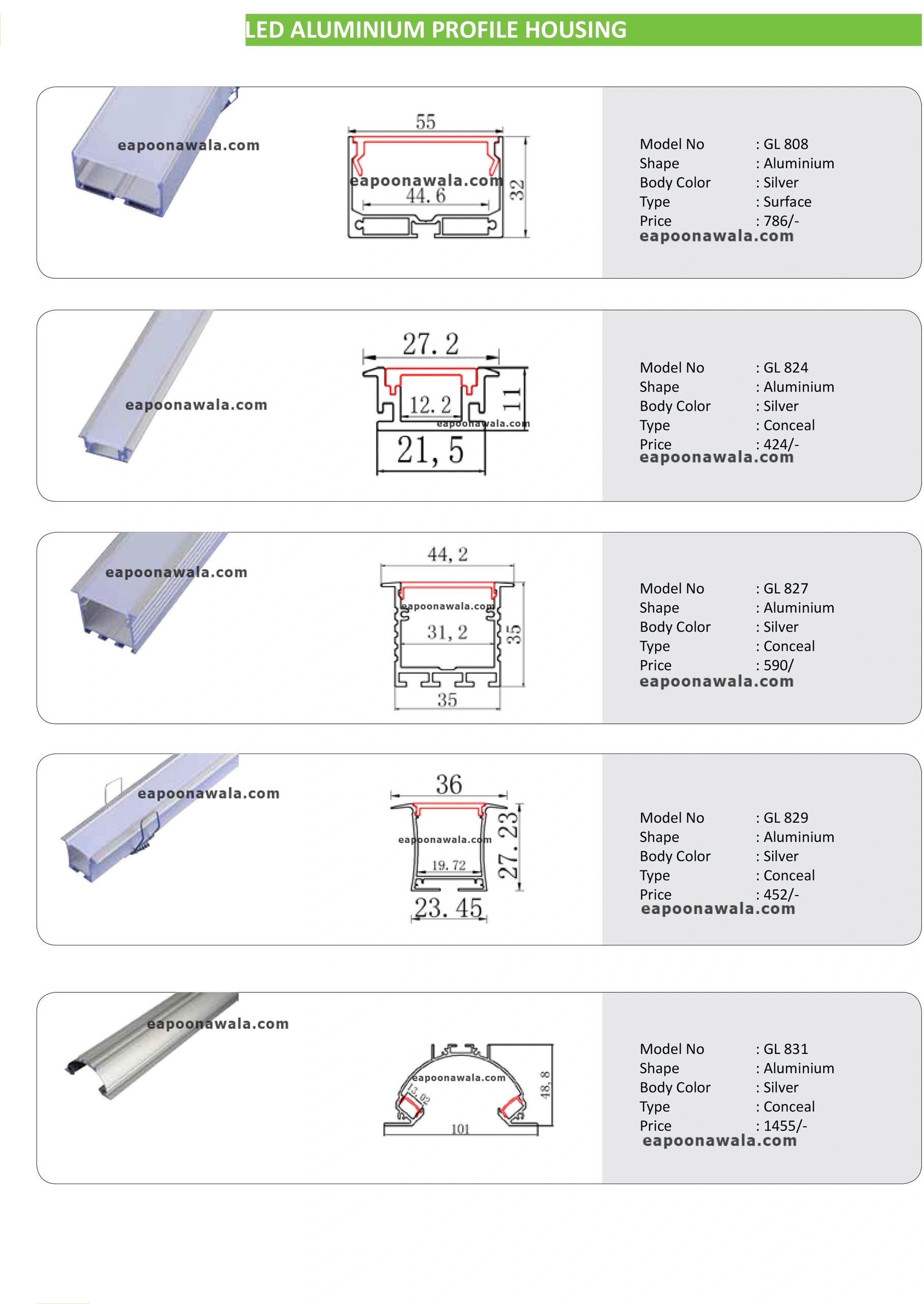 Aluminum Led Profile Housing by EA Poonawala