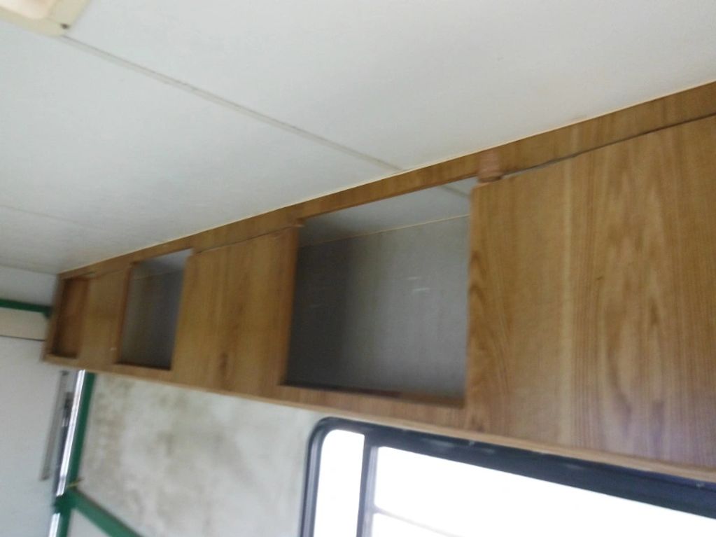 Left cabinets partially sawed