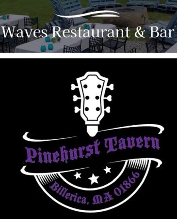 Logo of Pinehurst Tavern featuring a guitar head and location details.