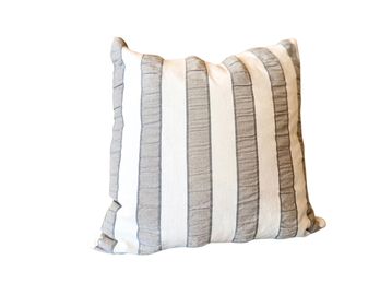 Grey and white striped scatter cushion for luxury wedding lounge hire and event styling Scotland