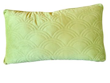 Lime green textured velvet cushion for modern wedding lounge furniture hire in Scotland.