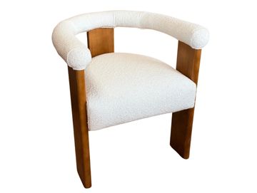 White boucle sculptural chair for editorial wedding styling and brand activations in Scotland.