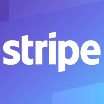 Stripe logo on a blue gradient background.