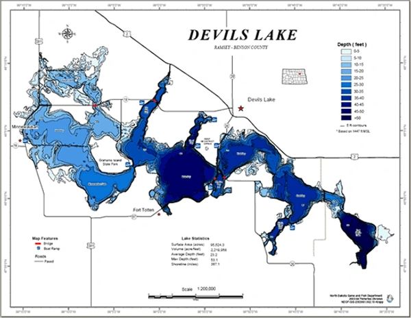 Map of the Devils Lake water basin
