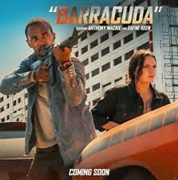 Movie poster for 'Barracuda' featuring two intense characters with a gun and urban background.