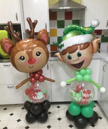 Reindeer and Elf stuffed balloon, can include little balloons or gift of your choice 