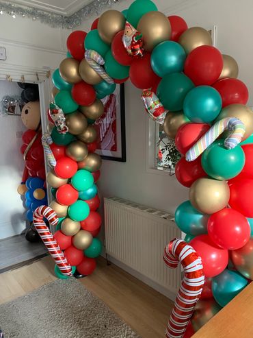Christmas Arch complete with candy cane balloons 