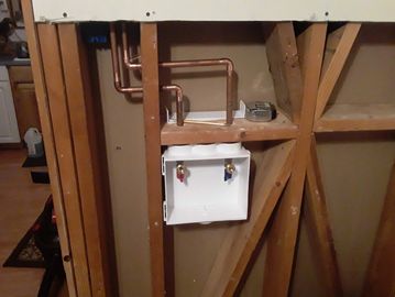 copper plumbing, washer and dryer installation, plumbing fixtures, valves, wall framing