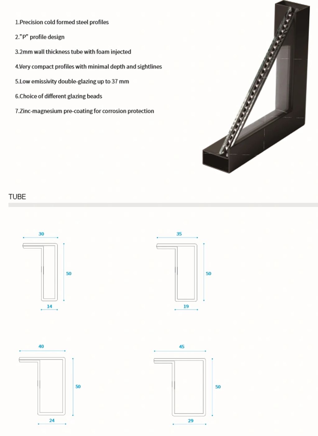 Slimline Tubular Steel - Technical Drawing