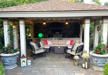 Cabana set up.  From a clean slate to an inviting outdoor oasis