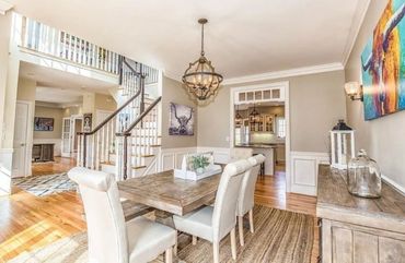Dining room remodel from 1990's style to Elegant, sophisticated vibes