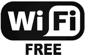 Black and white WiFi free sign.