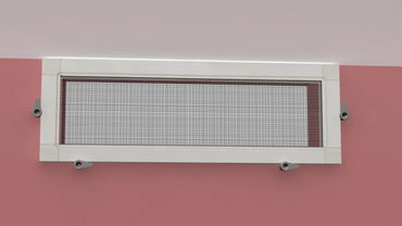 Front view aluminium frame with mesh installed using stopper