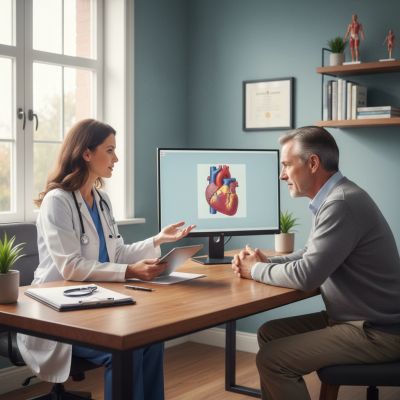 Doctor discussing heart health with patient.
