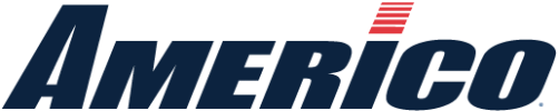 Americo company logo in dark blue and red.