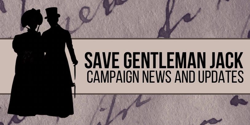 Silhouette of Ann Walker & Anne Lister arm in arm words save gentleman jack campaign news & updates 