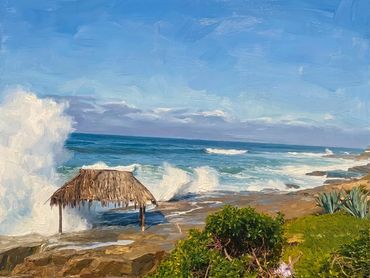 Windansea in the La Jolla community of San Diego, California. Watercolor