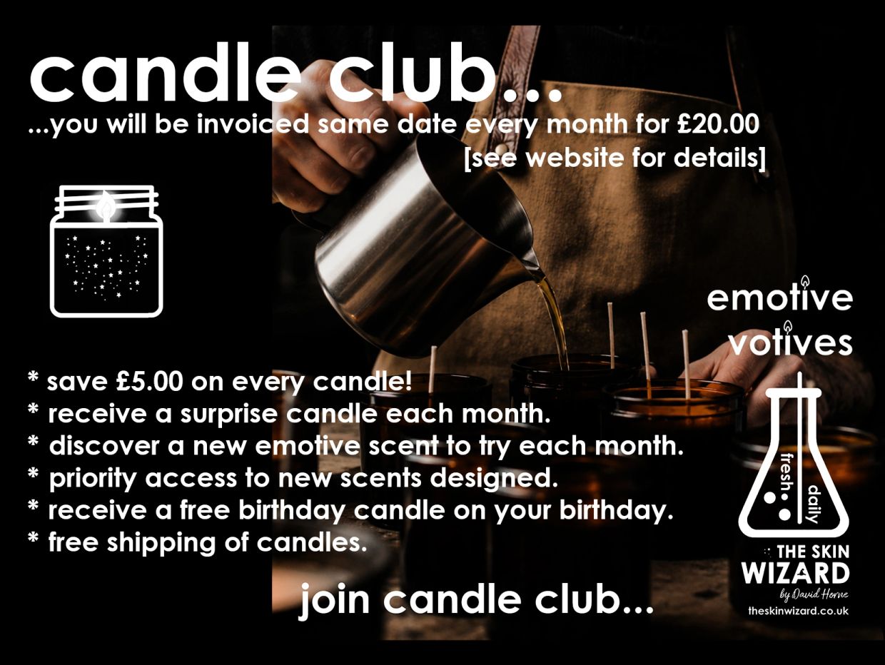 Promote candle club subscription with monthly surprises and discounts.