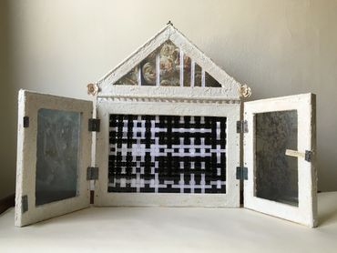 Film, wood, ribbon, transparencies