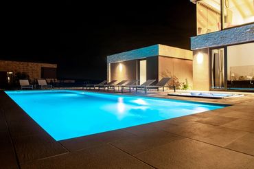 Night swimming at swimming pool Villa Sanpadeo Brtonigla Istria Croatia