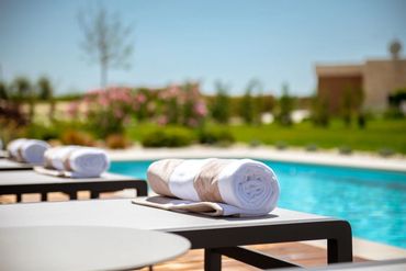 Swimming area with beautiful clean towels Villa Sanpadeo Brtonigla Istria Croatia