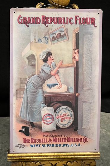 reproduction of Grand Republic Flour tin sign The Russell & Miller Milling Co. West Superior WI