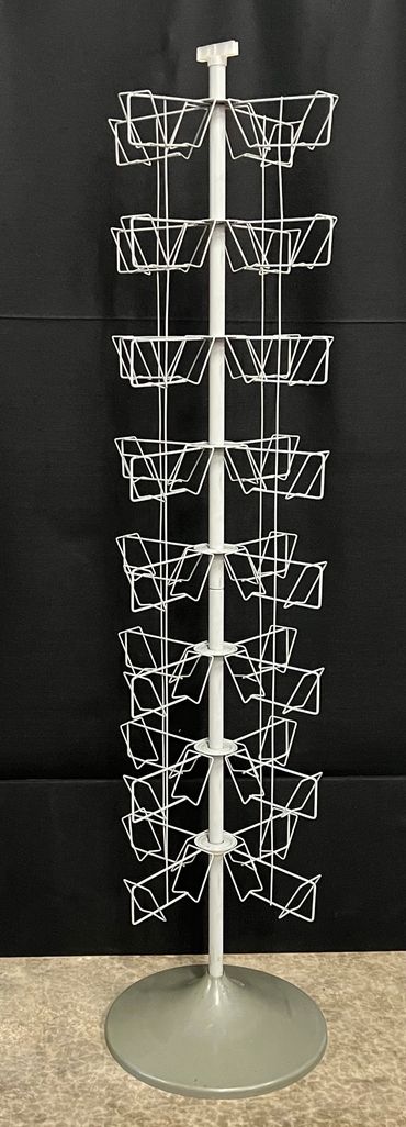 Grey Metal Spinning Card Rack