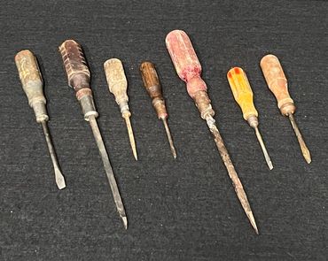 10-inch Screwdriver, Vintage Flathead, Wooden handled, Stanley, 7.5-inch