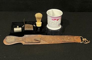 Vintage Barbers' Razor Allover Mfg Co. Manual Clippers Ever Ready Shaving Brush Wittls Honing Strop