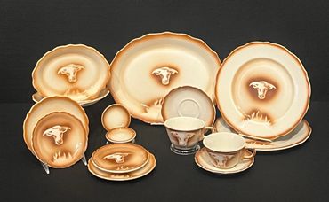 Syracuse Western Ware Appetizer, Bread, Dinner, Dessert Plates, Butter Dish, Platter, Saucer, Teacup