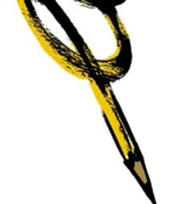 Artistic pencil drawing with bold black and yellow strokes.