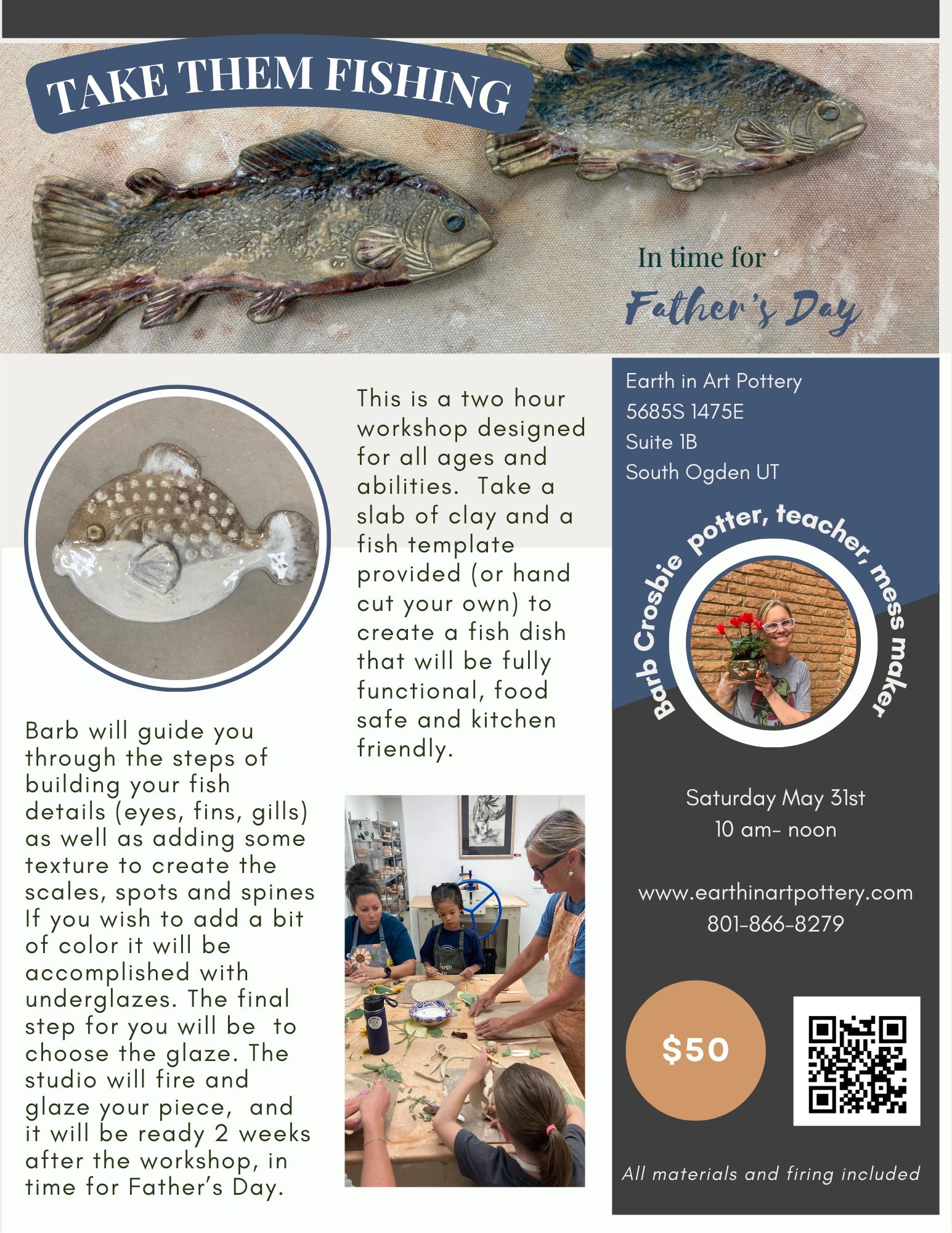 fish pottery clay workshop