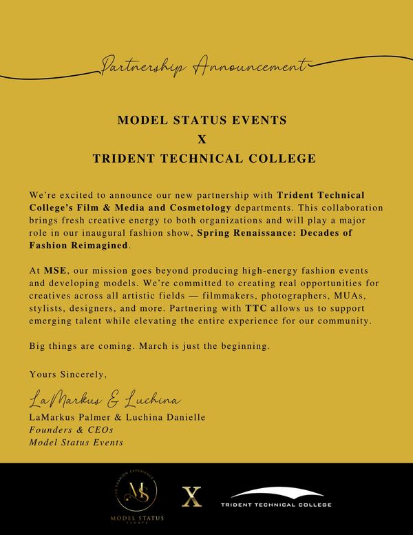Model Status Events and Trident Tech Film, Media and Cosmetology collaboration