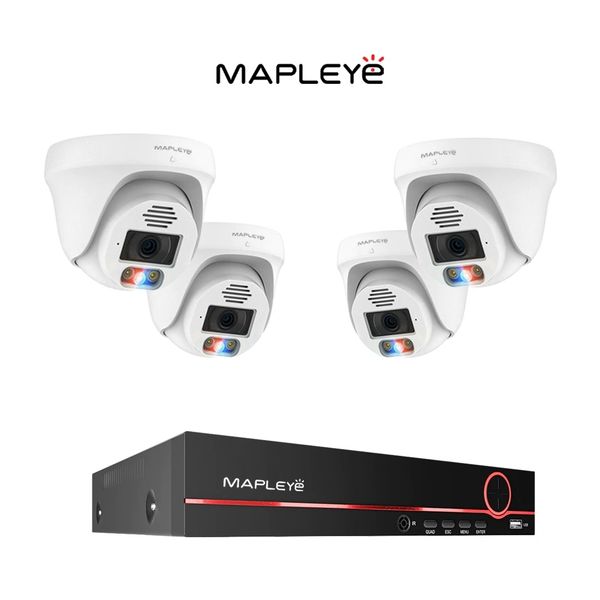 MYK-4K4R1T84-MCA
Mapleye 8mp 4k Turret Fixed IP POE Security camera kit with NVR box