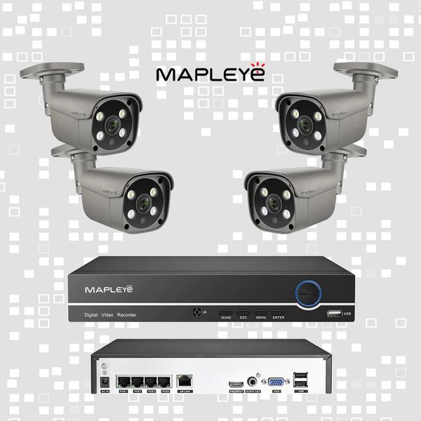 MYK-4K4R1B84
4k Mapleye Ultra HD Bullet IP security camera kit NVR box