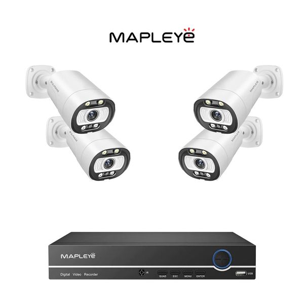 MY-E2B8-I3MC-P/2
4k Bullet Type Mapleye IP Security Camera Canada with NVR box  white motion lights