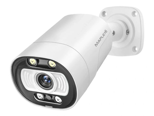 4k Mapleye Bullet IP security camera with white motion lights in white
