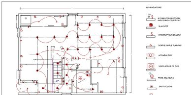 Plan complet d'aménagement de maison, plan de construction, plan démolition et plan de l'éclairage