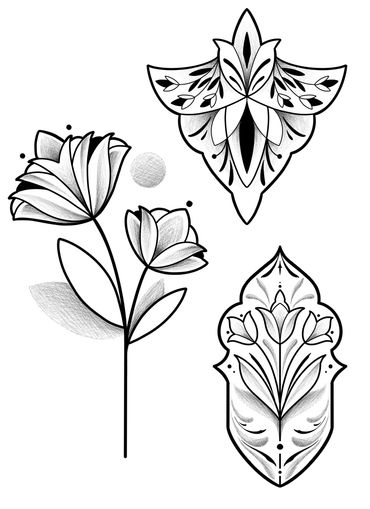 Wannado Tattoo Designs mit floralen Motiven und Ornamenten - im Volume 5 Tattoo Studio in Hamburg