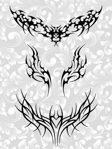 Flash mit Tribal-Motiven: geschwungene schwarze Tribal-Elemente in verschiedenen Formen - Hamburg