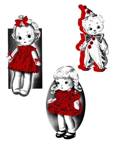 Tattoo Wannado Vintage Puppen und Clown mit roten Details - im Volume 5 Tattoo Studio in Hamburg