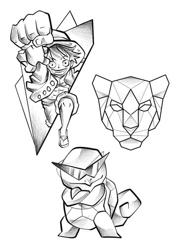 Wannado Tattoo Designs mit Anime- & Comic-Motiven - verfügbar im Volume 5 Tattoo Studio in Hamburg