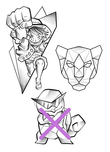 Wannado Tattoo Designs mit Anime- & Comic-Motiven - verfügbar im Volume 5 Tattoo Studio in Hamburg