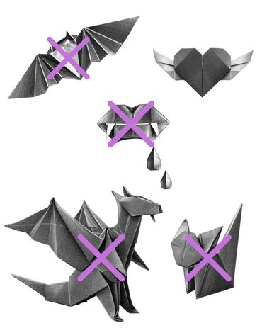 Tattoo Vorlage Origami Motive - Fledermaus, Drache, Fuchs, Herz mit Flügeln und Vampirlippen Hamburg